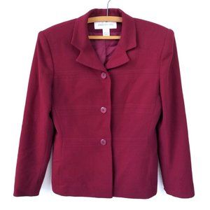 Jones NY Wool Suiting Jacket Blazer Burgundy Wine